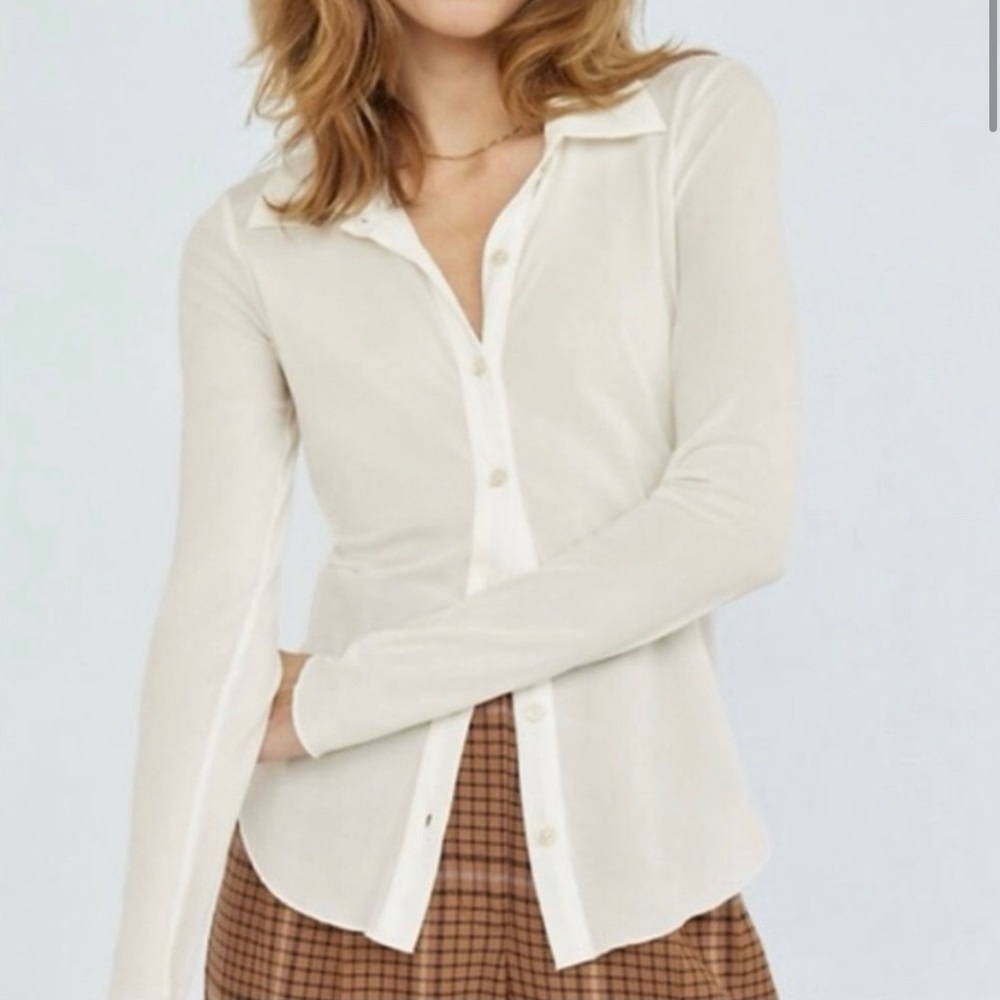 Aritzia Wilfred Pose Sheer Button Up Top!